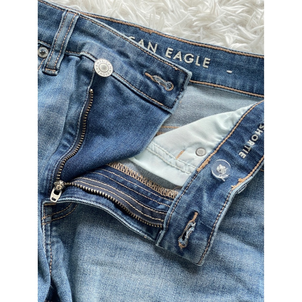 American Eagle High Rise Shortie Crossover Denim Shorts - Picture 7 of 8